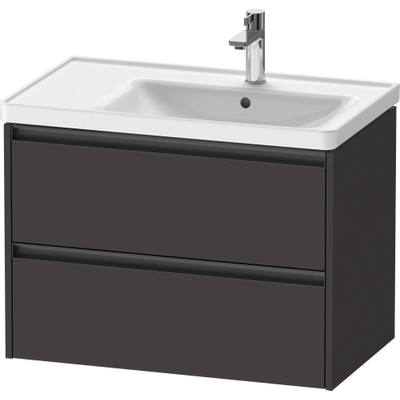 Duravit Ketho 2 wastafelonderbouwkast met 2 laden voor waskom rechts 78.4x45.5x54.9cm met grepen antraciet grafiet supermat