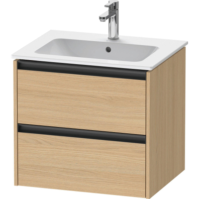 Duravit Ketho 2 wastafelonderbouwkast met 2 laden 61x48x55cm met grepen antraciet natuur eiken mat