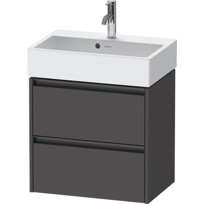 Duravit Ketho 2 Wastafelonderkast - 2 laden - 58.4x39x54.9cm - grepen antraciet - grafiet mat