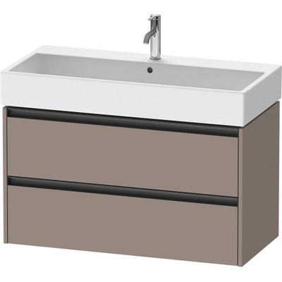 Duravit Ketho 2 wastafelonderbouwkast met 2 laden 98.4x46x54.9cm met grepen antraciet basalt mat