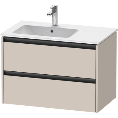 Duravit Ketho 2 wastafelonderbouwkast met 2 laden voor waskom links 81x48x54.9cm met grepen antraciet taupe mat