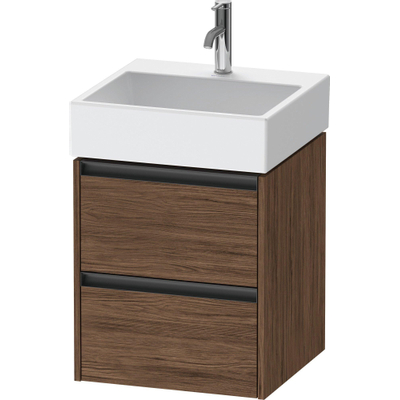 Duravit Ketho 2 wastafelonderbouwkast met 2 laden 48.4x46x54.9cm met grepen antraciet donker noten mat