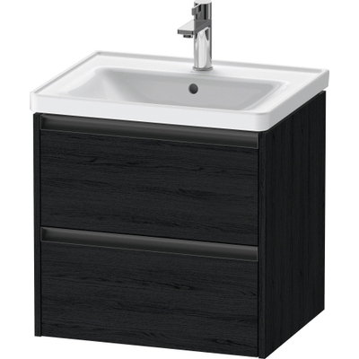 Duravit Ketho 2 Wastafelonderkast - 2 laden - 58.4x45.5x54.9cm - grepen antraciet - eiken zwart mat