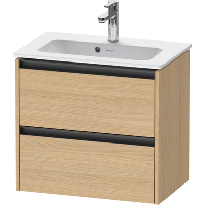 Duravit Ketho 2 wastafelonderbouwkast met 2 laden 61x39x54.9cm met grepen antraciet natuur eiken mat