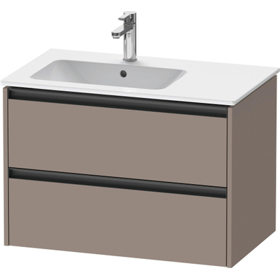 Duravit Ketho 2 wastafelonderbouwkast met 2 laden voor waskom links 81x48x54.9cm met grepen antraciet basalt mat