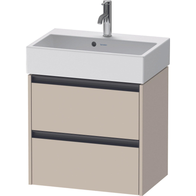 Duravit Ketho 2 wastafelonderbouwkast met 2 laden 58.4x39x54.9cm met grepen antraciet taupe supermat