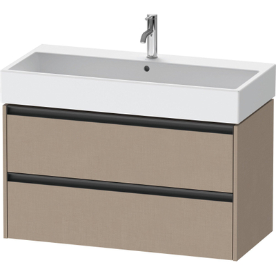 Duravit Ketho 2 wastafelonderbouwkast met 2 laden 98.4x46x54.9cm met grepen antraciet Linnen mat