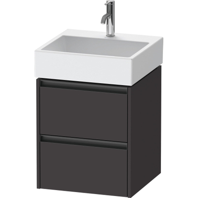 Duravit Ketho 2 wastafelonderbouwkast met 2 laden 48.4x46x54.9cm met grepen antraciet grafiet supermat