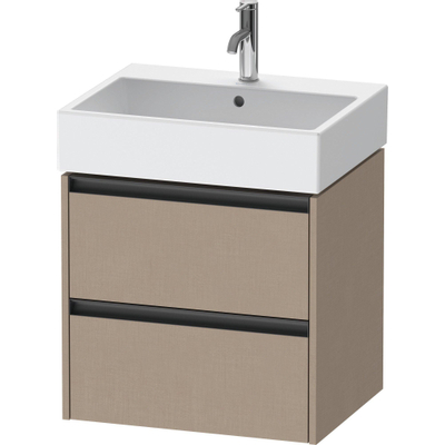 Duravit Ketho 2 wastafelonderbouwkast - 2 laden - 58.4x46x54.9cm - grepen antraciet - Linnen mat