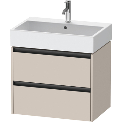 Duravit Ketho 2 wastafelonderbouwkast met 2 laden 68.4x46x54.9cm met grepen antraciet taupe mat