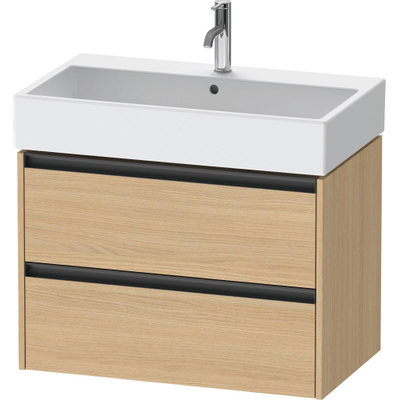 Duravit Ketho 2 wastafelonderbouwkast met 2 laden 78.4x46x54.9cm met grepen antraciet natuur eiken mat