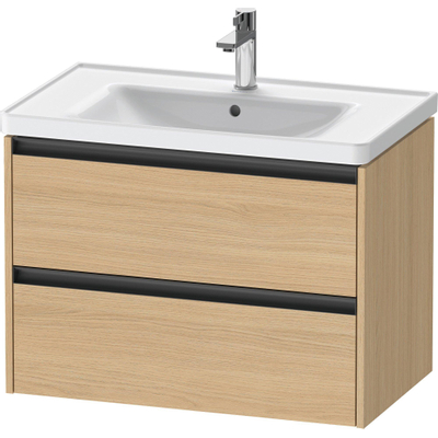 Duravit Ketho 2 wastafelonderbouwkast met 2 laden 78.4x45.5x54.9cm met grepen antraciet natuur eiken mat