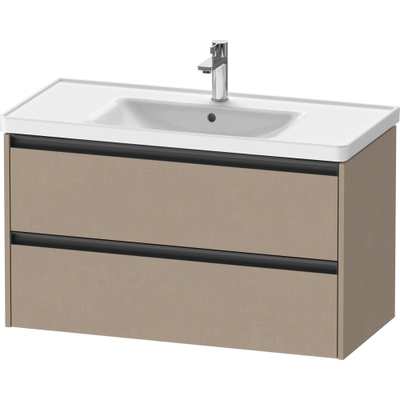 Duravit Ketho 2 wastafelonderbouwkast met 2 laden 98.4x45.5x54.9cm met grepen antraciet Linnen mat