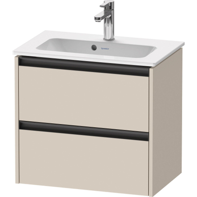 Duravit Ketho 2 wastafelonderbouwkast met 2 laden 61x39x54.9cm met grepen antraciet taupe supermat