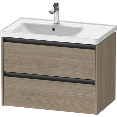 Duravit Ketho 2 wastafelonderbouwkast met 2 laden voor waskom links 78.4x45.5x54.9cm met grepen antraciet eiken terra mat