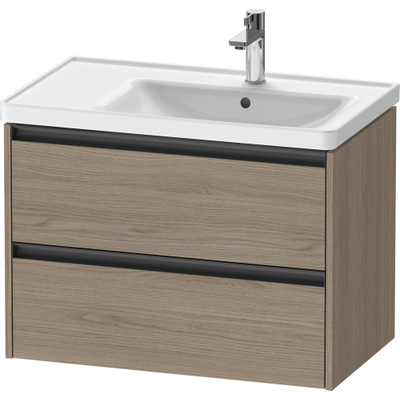 Duravit Ketho 2 wastafelonderbouwkast met 2 laden voor waskom rechts 78.4x45.5x54.9cm met grepen antraciet eiken terra mat