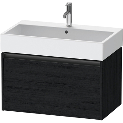 Duravit Ketho 2 wastafelonderbouwkast met 1 lade 78.4x46x44cm met greep antraciet eiken zwart mat