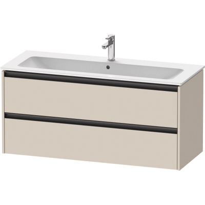 Duravit Ketho 2 wastafelonderbouwkast met 2 laden voor enkele wastafel 121x48x55cm met grepen antraciet taupe supermat