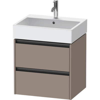 Duravit Ketho 2 wastafelonderbouwkast met 2 laden 58.4x46x54.9cm met grepen antraciet basalt mat