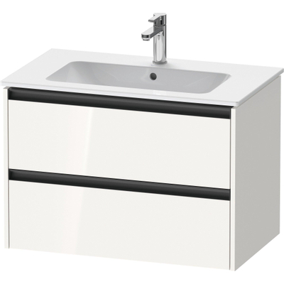 Duravit Ketho 2 wastafelonderbouwkast met 2 laden 81x48x55cm met grepen antraciet hoogglans wit