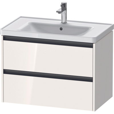 Duravit Ketho 2 wastafelonderbouwkast met 2 laden 78.4x45.5x54.9cm met grepen antraciet hoogglans wit