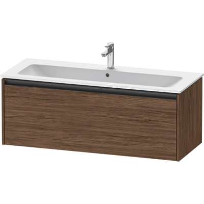 Duravit Ketho 2 wastafelonderbouwkast met 1 lade voor enkele wastafel 121x48x44cm met greep antraciet donker noten mat