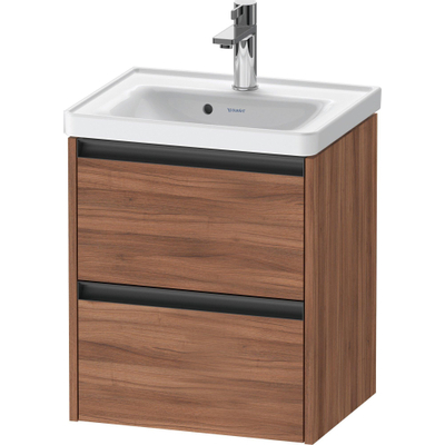 Duravit Ketho 2 Wastafelonderkast - 2 laden - 48.4x37.5x54.9cm - grepen antraciet - noten mat