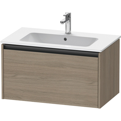 Duravit Ketho 2 wastafelonderbouwkast met 1 lade 81x48x44cm met greep antraciet eiken terra mat