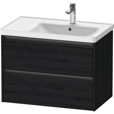 Duravit Ketho 2 wastafelonderbouwkast met 2 laden voor waskom rechts 78.4x45.5x54.9cm met grepen antraciet eiken zwart mat