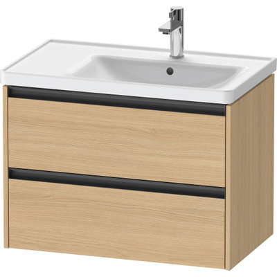 Duravit Ketho 2 wastafelonderbouwkast met 2 laden voor waskom rechts 78.4x45.5x54.9cm met grepen antraciet natuur eiken mat