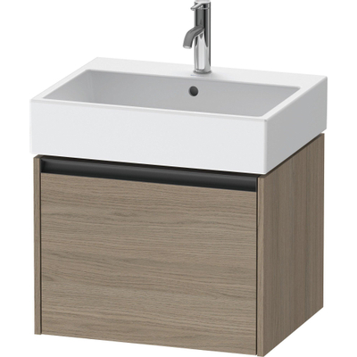 Duravit Ketho 2 wastafelonderbouwkast met 1 lade 58.4x46x44cm met greep antraciet eiken terra mat