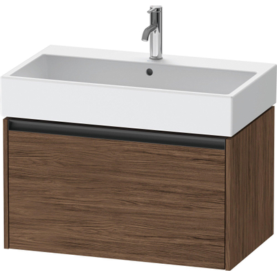 Duravit Ketho 2 wastafelonderbouwkast met 1 lade 78.4x46x44cm met greep antraciet donker noten mat