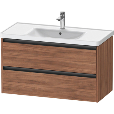 Duravit Ketho 2 wastafelonderbouwkast met 2 laden 98.4x45.5x54.9cm met grepen antraciet noten mat