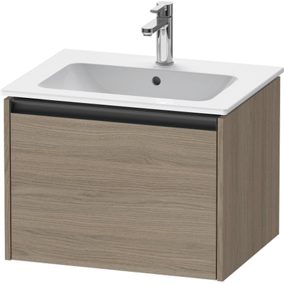 Duravit Ketho 2 wastafelonderbouwkast met 1 lade 61x48x44cm met greep antraciet eiken terra mat