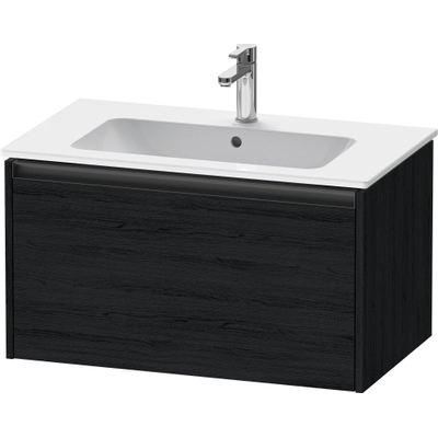 Duravit Ketho 2 wastafelonderbouwkast met 1 lade 81x48x44cm met greep antraciet eiken zwart mat