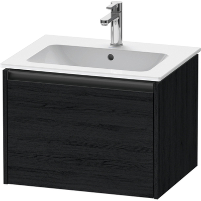 Duravit Ketho 2 wastafelonderbouwkast met 1 lade 61x48x44cm met greep antraciet eiken zwart mat