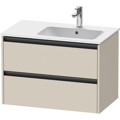 Duravit Ketho 2 wastafelonderbouwkast met 2 laden voor waskom rechts 81x48x54.9cm met grepen antraciet taupe supermat