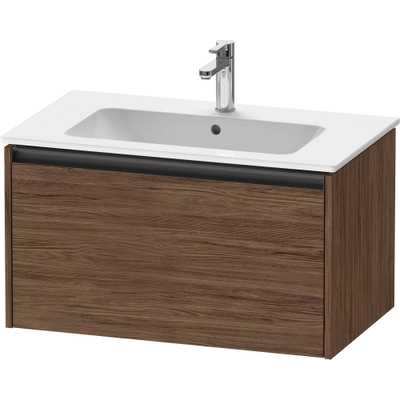 Duravit Ketho 2 wastafelonderbouwkast met 1 lade 81x48x44cm met greep antraciet donker noten mat