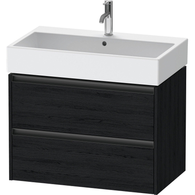 Duravit Ketho 2 wastafelonderbouwkast met 2 laden 78.4x46x54.9cm met grepen antraciet eiken zwart mat