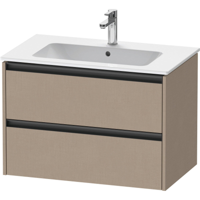 Duravit Ketho 2 wastafelonderbouwkast met 2 laden 81x48x55cm met grepen antraciet Linnen mat