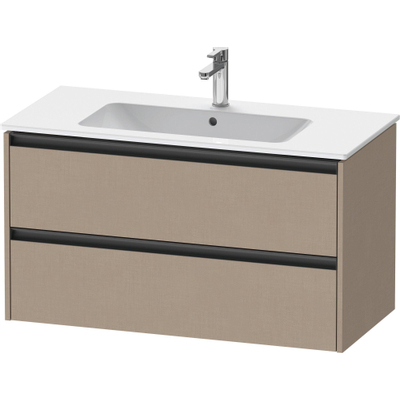 Duravit Ketho 2 wastafelonderbouwkast met 2 laden 101x48x55cm met grepen antraciet Linnen mat