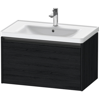 Duravit Ketho 2 wastafelonderbouwkast met 1 lade 78.4x45.5x44cm met greep antraciet eiken zwart mat