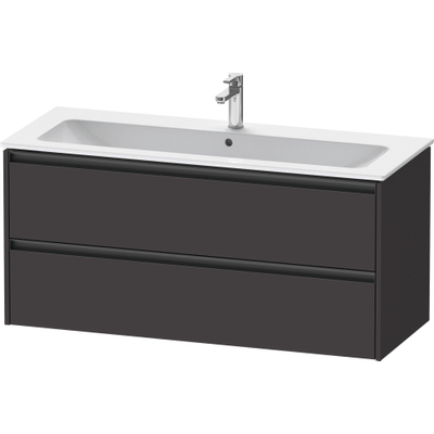 Duravit Ketho 2 wastafelonderbouwkast met 2 laden voor enkele wastafel 121x48x55cm met grepen antraciet grafiet supermat