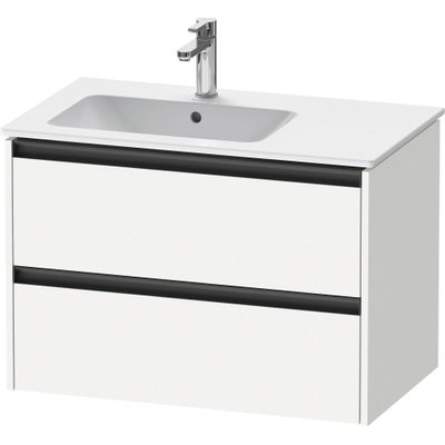 Duravit Ketho 2 wastafelonderbouwkast met 2 laden voor waskom links 81x48x54.9cm met grepen antraciet wit mat