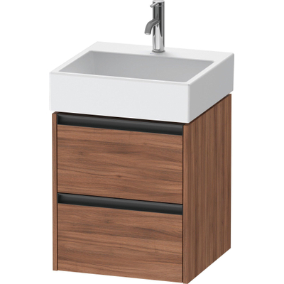 Duravit Ketho 2 wastafelonderbouwkast - 2 laden - 48.4x46x54.9cm - grepen antraciet - noten mat