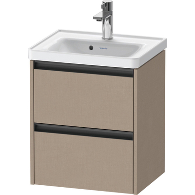 Duravit Ketho 2 wastafelonderbouwkast met 2 laden 48.4x37.5x54.9cm met grepen antraciet Linnen mat