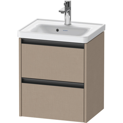 Duravit Ketho 2 Wastafelonderkast - 2 laden - 48.4x37.5x54.9cm - grepen antraciet - linnen mat