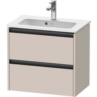 Duravit Ketho 2 wastafelonderbouwkast met 2 laden 61x39x54.9cm met grepen antraciet taupe mat