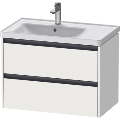 Duravit Ketho 2 wastafelonderbouwkast met 2 laden voor waskom links 78.4x45.5x54.9cm met grepen antraciet wit mat