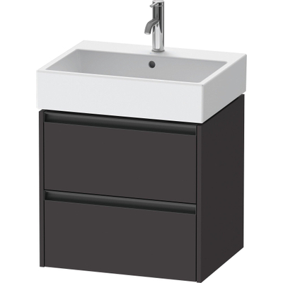 Duravit Ketho 2 wastafelonderbouwkast - 2 laden - 58.4x46x54.9cm - grepen antraciet - grafiet supermat